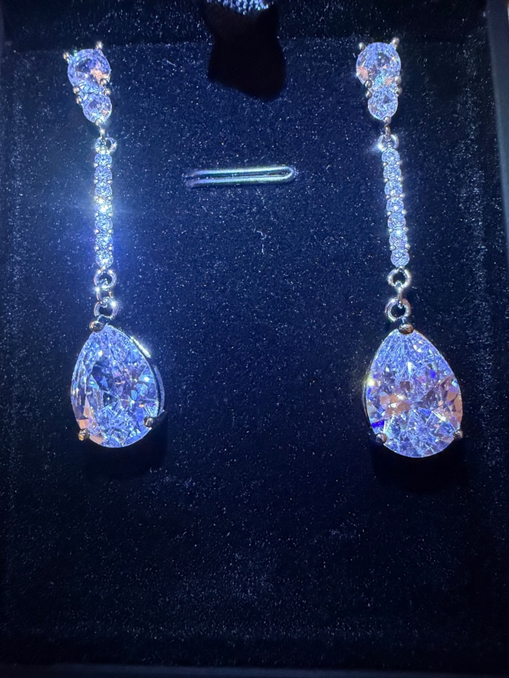 White Sapphire and Quartz Crystal Teardrop Earrings: 14kt White Gold/Silver